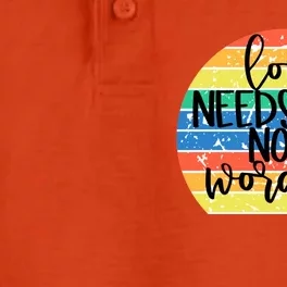 Love Needs No Words Autism Awareness Acceptance Gift Cute Gift Dry Zone Grid Performance Polo