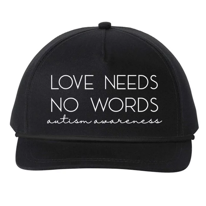 Love Needs No Words Autism Awareness Shirt Gifts for Wo Snapback Five-Panel Rope Hat