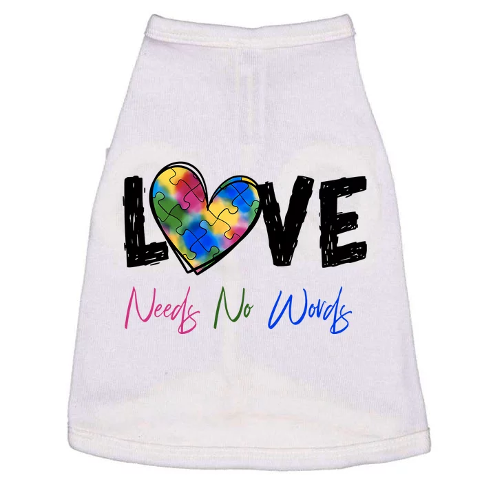 Love Needs No Words Autism Awareness Autism Puzzle Symbol Doggie Tank