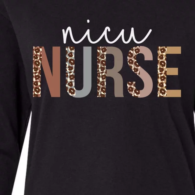 Leopard Nicu Nurse Appreciation Healthcare Workers Gift Womens Cotton Relaxed Long Sleeve T-Shirt