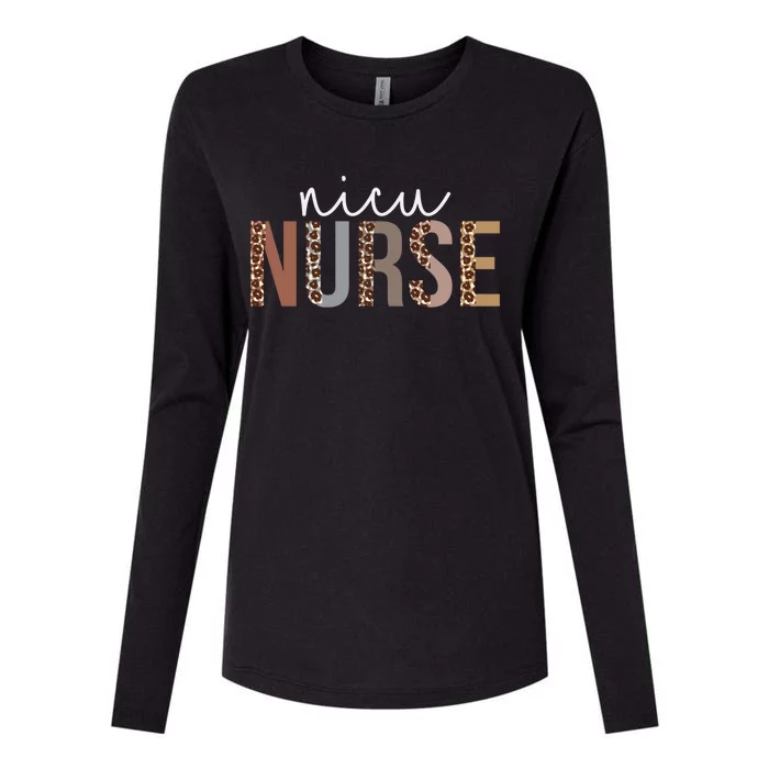 Leopard Nicu Nurse Appreciation Healthcare Workers Gift Womens Cotton Relaxed Long Sleeve T-Shirt