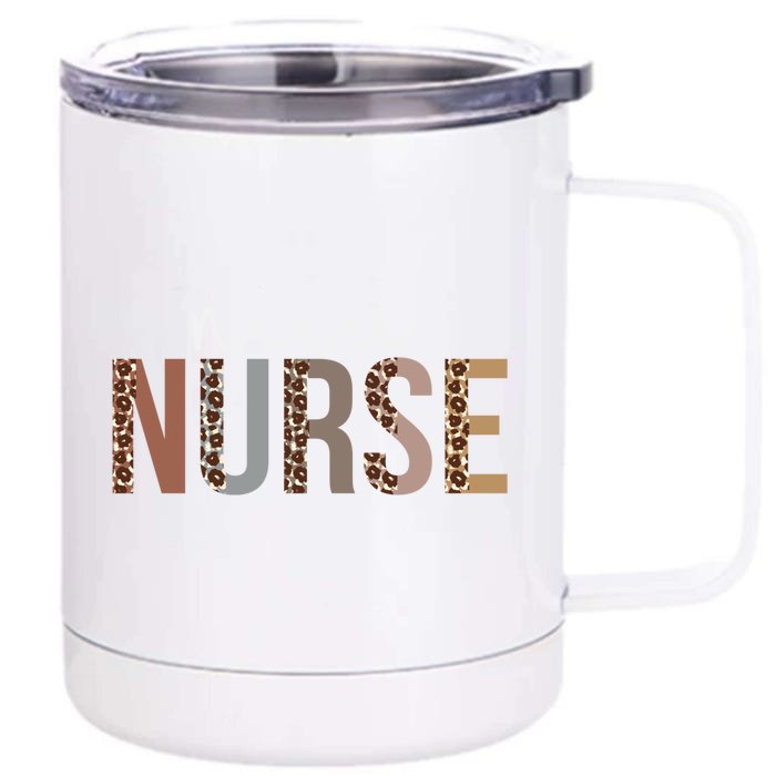 Leopard Nicu Nurse Appreciation Healthcare Workers Gift Front & Back 12oz Stainless Steel Tumbler Cup