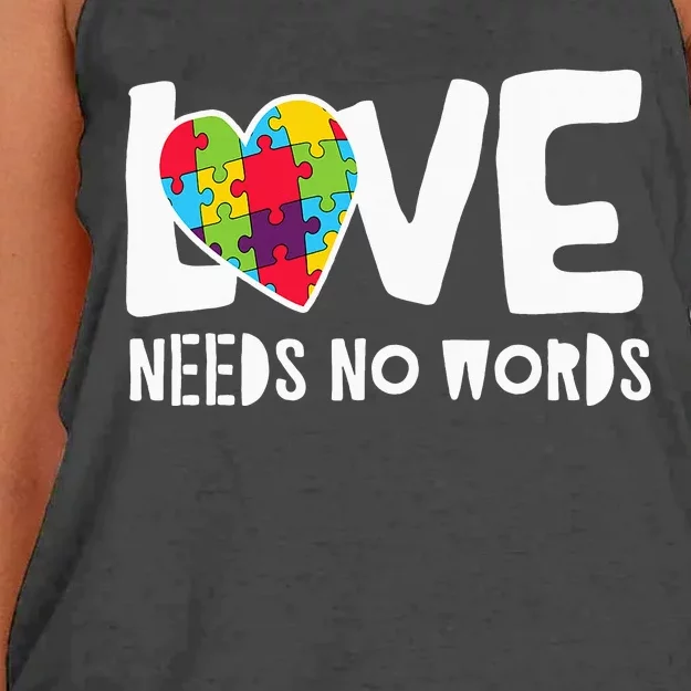 Love Needs No Words Autism Support Women's Knotted Racerback Tank