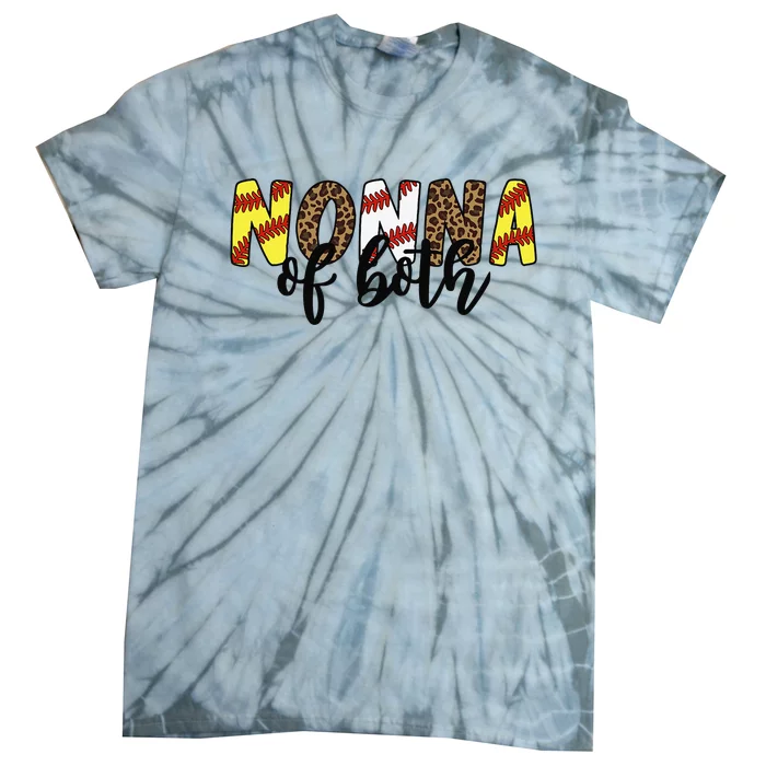 Leopard Nonna Of Both Baseball Softball Grandma Mother's Day Tie-Dye T-Shirt