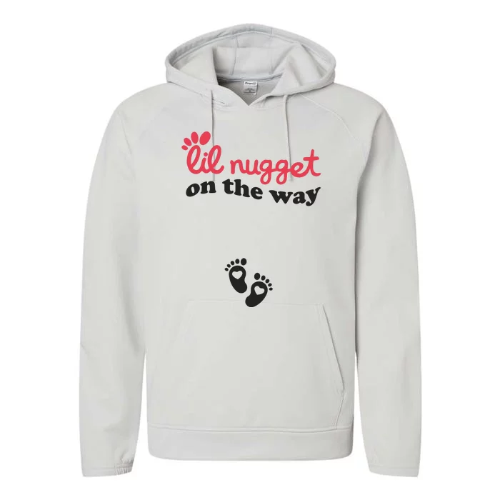 Lil Nugget On The Way Pregnancy Announcement Chicken Nugget Performance Fleece Hoodie