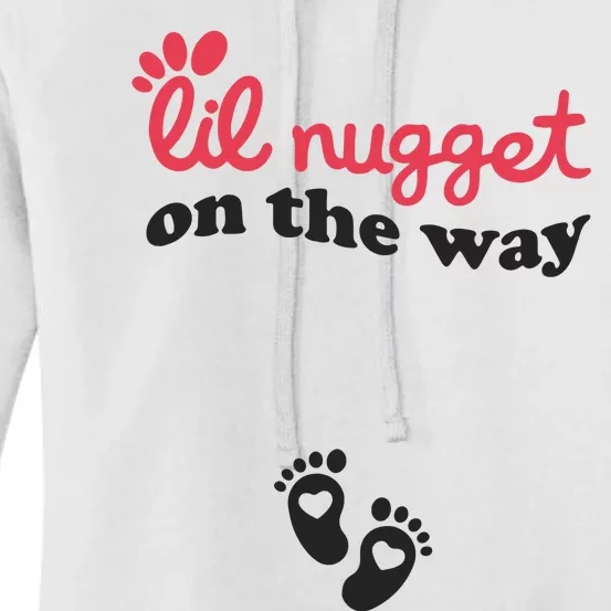 Lil Nugget On The Way Pregnancy Announcement Chicken Nugget Women's Pullover Hoodie