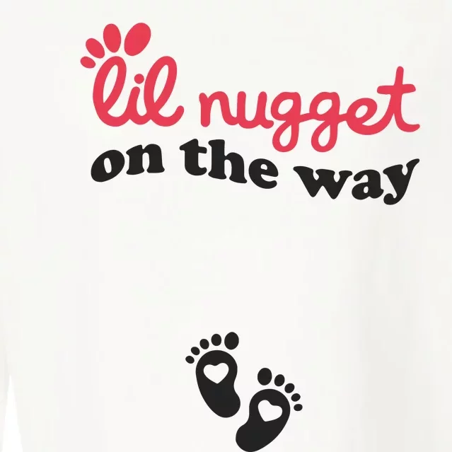 Lil Nugget On The Way Pregnancy Announcement Chicken Nugget Cropped Pullover Crew