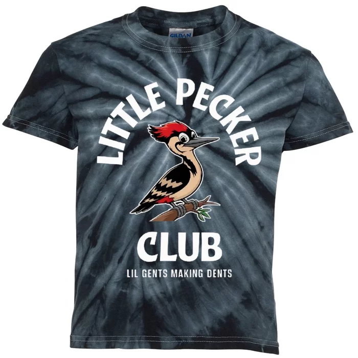 Little Nature Pecker Club Funny Woodpecker Kids Tie-Dye T-Shirt