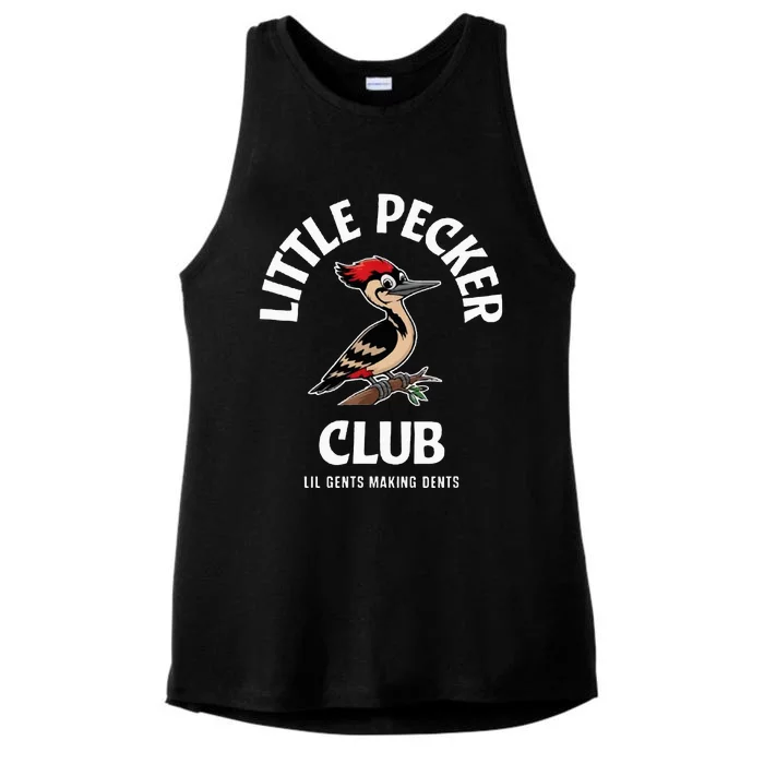 Little Nature Pecker Club Funny Woodpecker Ladies Tri-Blend Wicking Tank