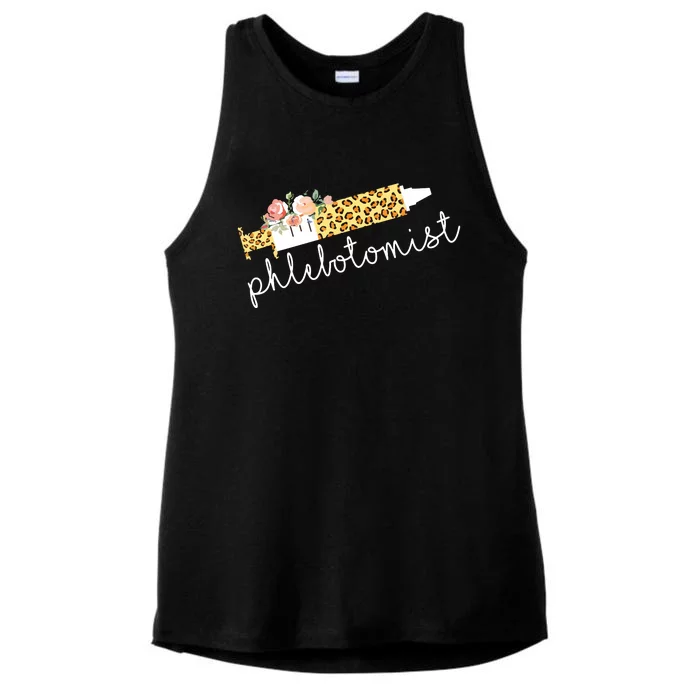 Leopard Needle Phlebotomist Phlebotomy Tech Technician Nurse Ladies Tri-Blend Wicking Tank