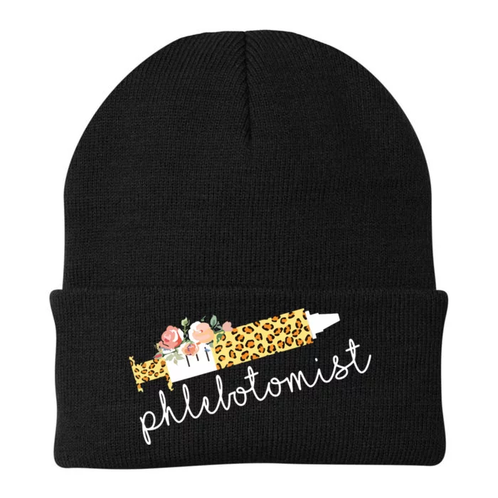 Leopard Needle Phlebotomist Phlebotomy Tech Technician Nurse Knit Cap Winter Beanie