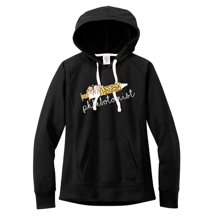 Leopard Needle Phlebotomist Phlebotomy Tech Technician Nurse Women's Fleece Hoodie