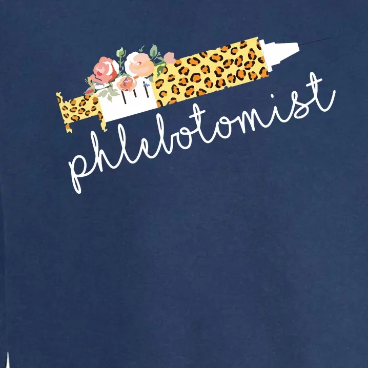 Leopard Needle Phlebotomist Phlebotomy Tech Technician Nurse Garment-Dyed Sweatshirt