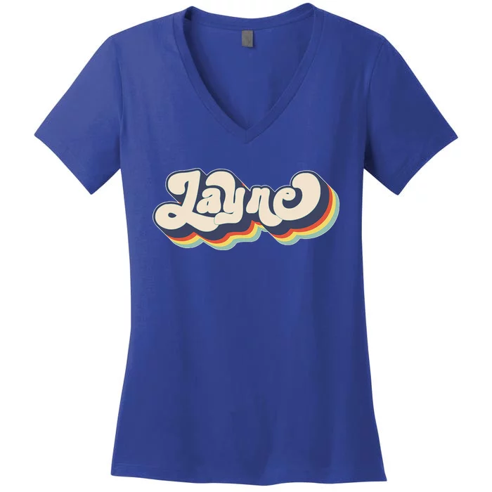 Layne Name Personalized Surname First Name Layne Women's V-Neck T-Shirt