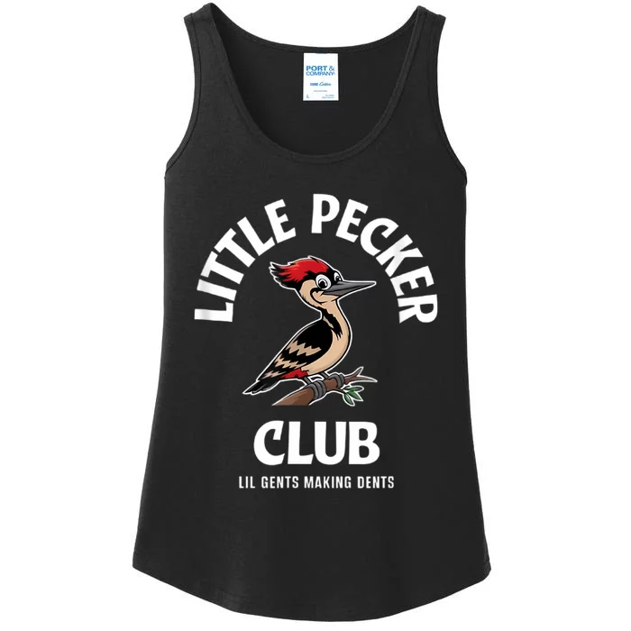 Little Nature Pecker Club Funny Woodpecker Ladies Essential Tank