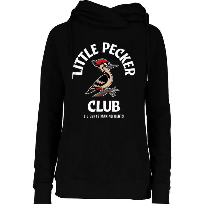 Little Nature Pecker Club Funny Woodpecker Womens Funnel Neck Pullover Hood