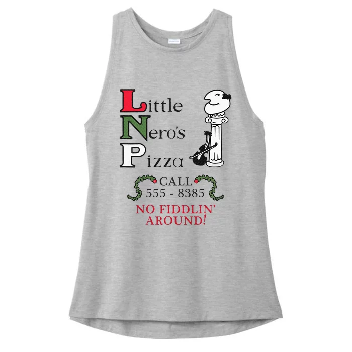 Little NeroS Pizza No Around Vintage Printed Graphic Ladies Tri-Blend Wicking Tank