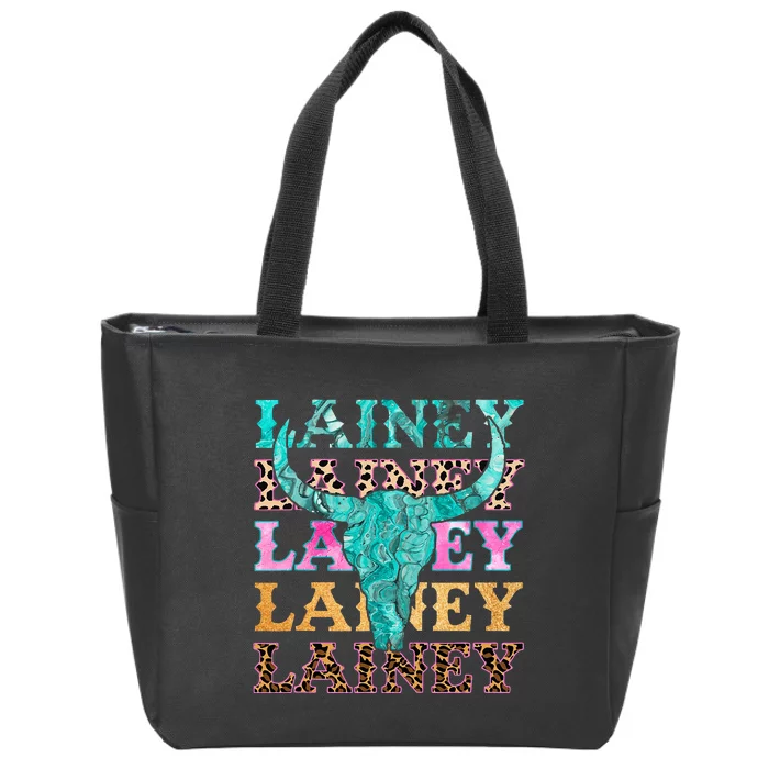 Lainey Name Personalized Cute Gifts Idea Lainey Bullskull Zip Tote Bag