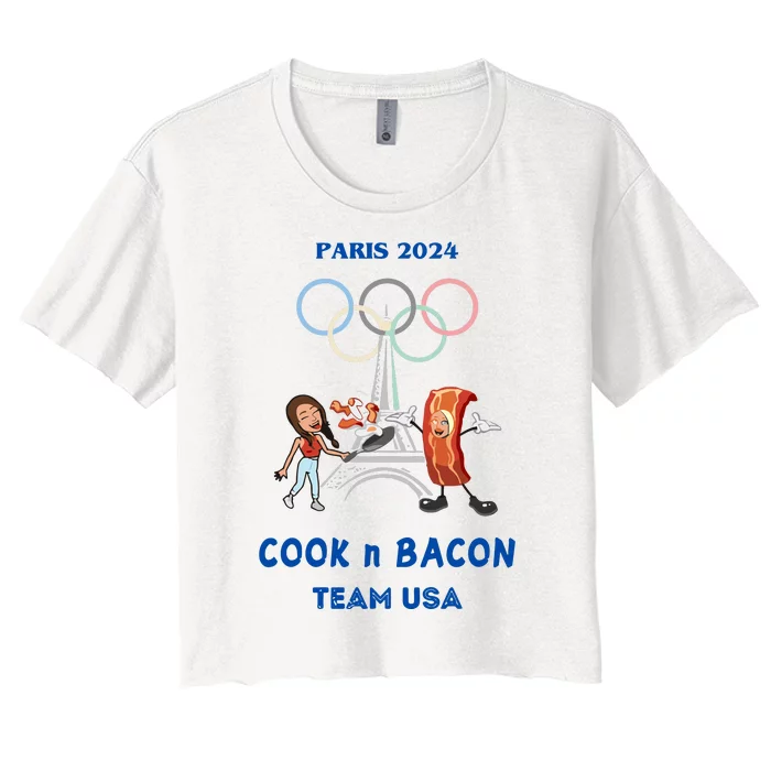 Limited Number1zie Paris 2024 Cook N Bacon Usa Women's Crop Top Tee