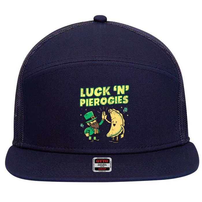 Luck N Pierogies Funny Polish Irish St Patricks Day Polska 7 Panel Mesh Trucker Snapback Hat