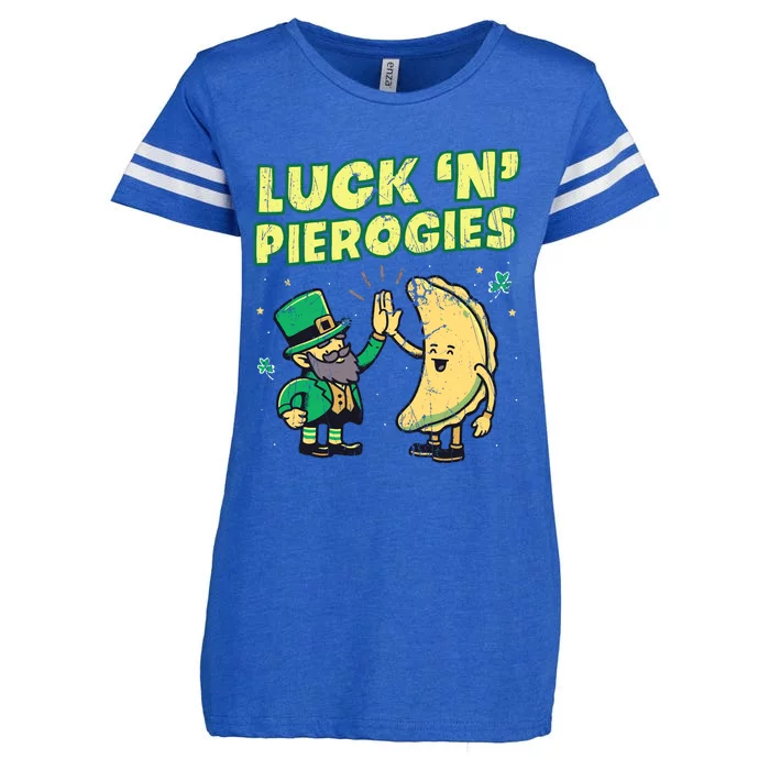 Luck N Pierogies Funny Polish Irish St Patricks Day Polska Enza Ladies Jersey Football T-Shirt