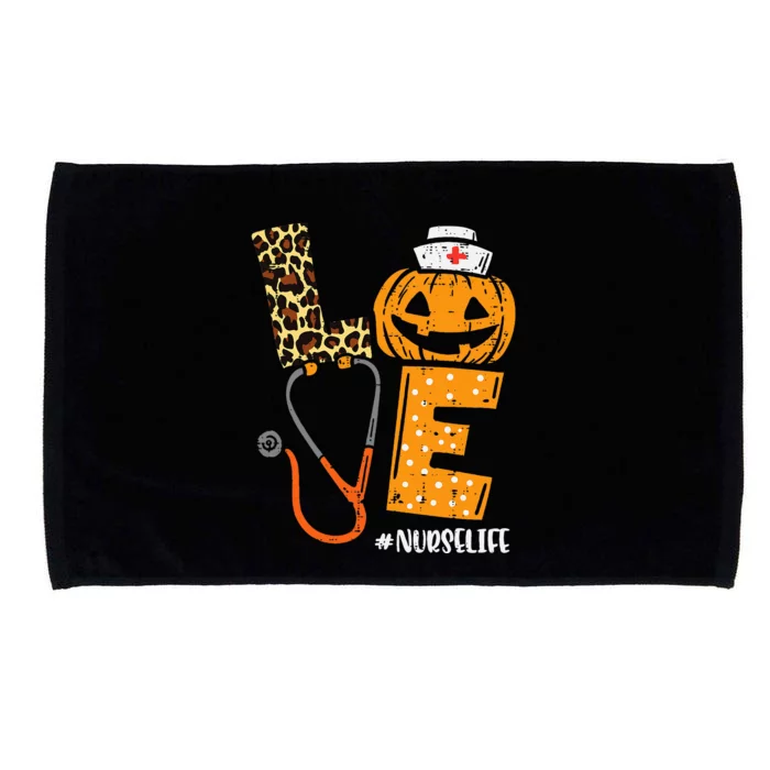 Love Nurse Pumpkin Leopard Fall Halloween Thanksgiving Microfiber Hand Towel