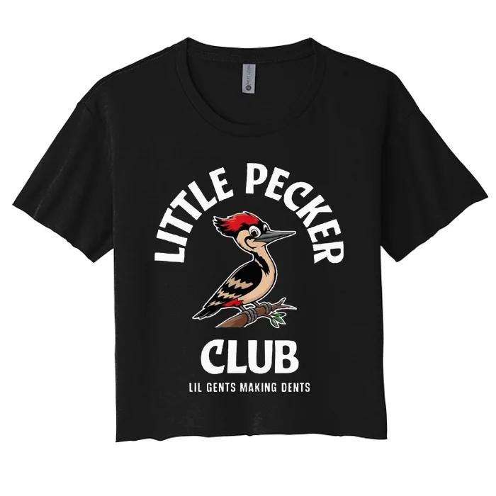 Little Nature Pecker Club Funny Woodpecker Women's Crop Top Tee