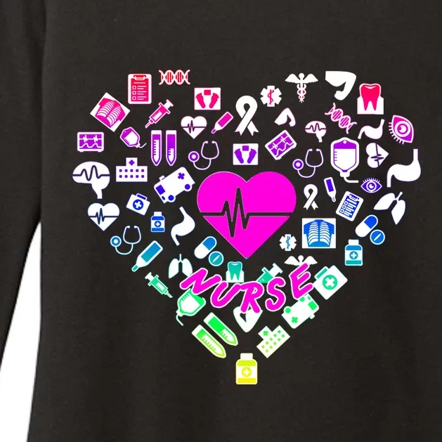 Love Nursing Rainbow Heart Collage Womens CVC Long Sleeve Shirt