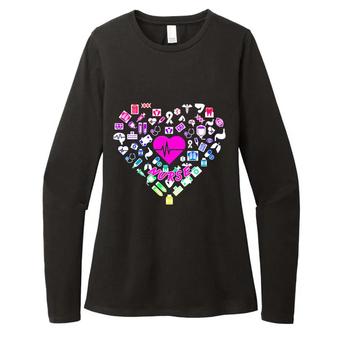 Love Nursing Rainbow Heart Collage Womens CVC Long Sleeve Shirt