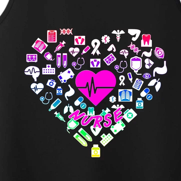 Love Nursing Rainbow Heart Collage Performance Tank