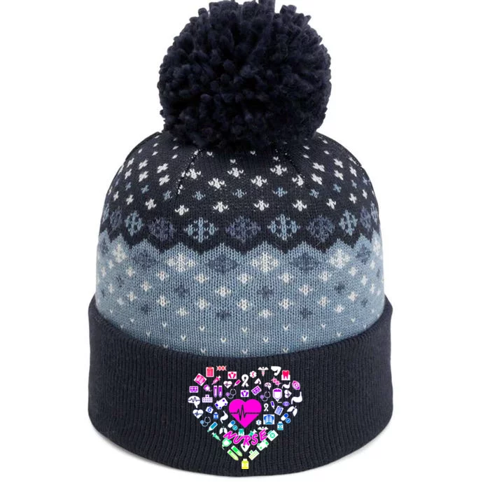 Love Nursing Rainbow Heart Collage The Baniff Cuffed Pom Beanie