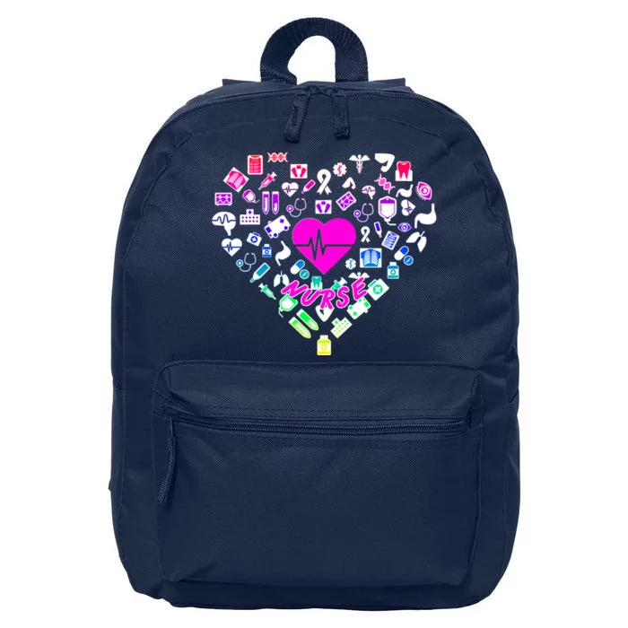 Love Nursing Rainbow Heart Collage 16 in Basic Backpack