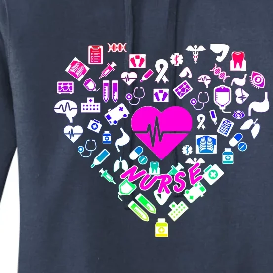 Love Nursing Rainbow Heart Collage Women's Pullover Hoodie