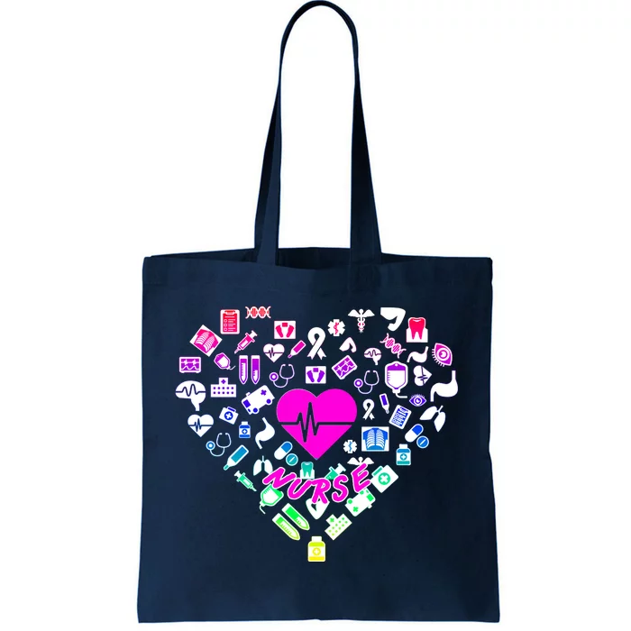 Love Nursing Rainbow Heart Collage Tote Bag