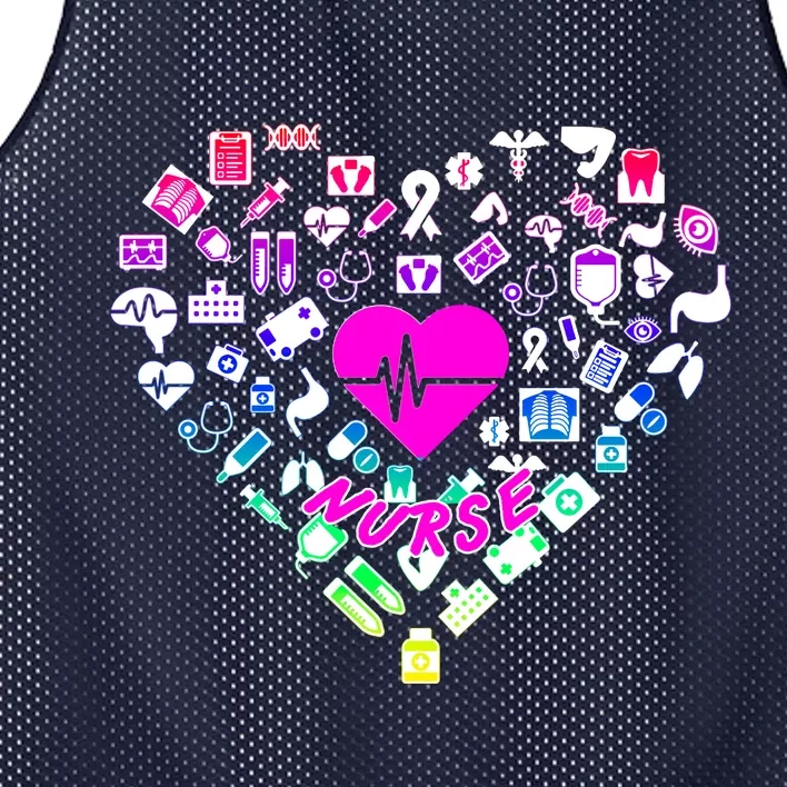 Love Nursing Rainbow Heart Collage Mesh Reversible Basketball Jersey Tank