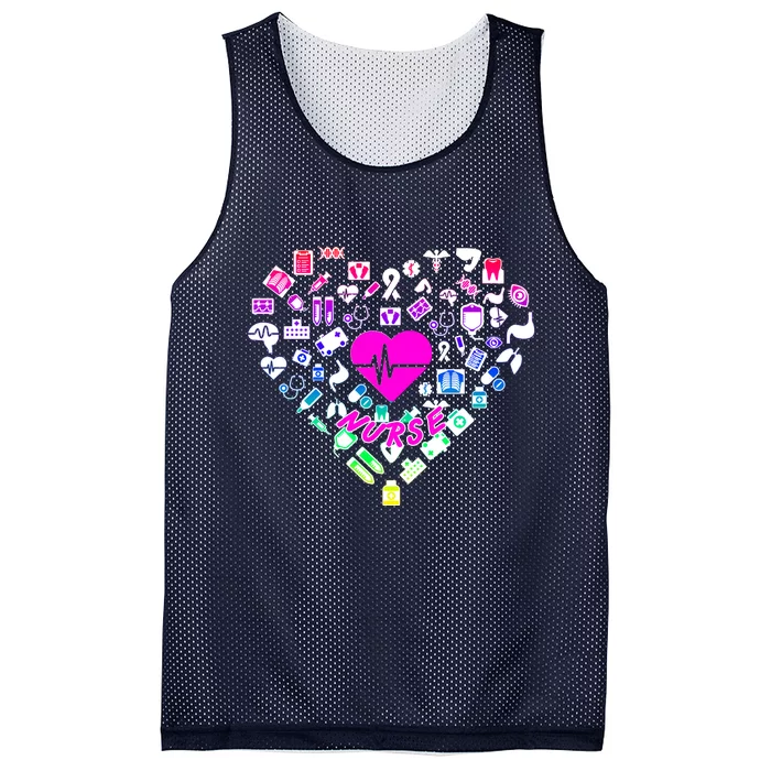 Love Nursing Rainbow Heart Collage Mesh Reversible Basketball Jersey Tank