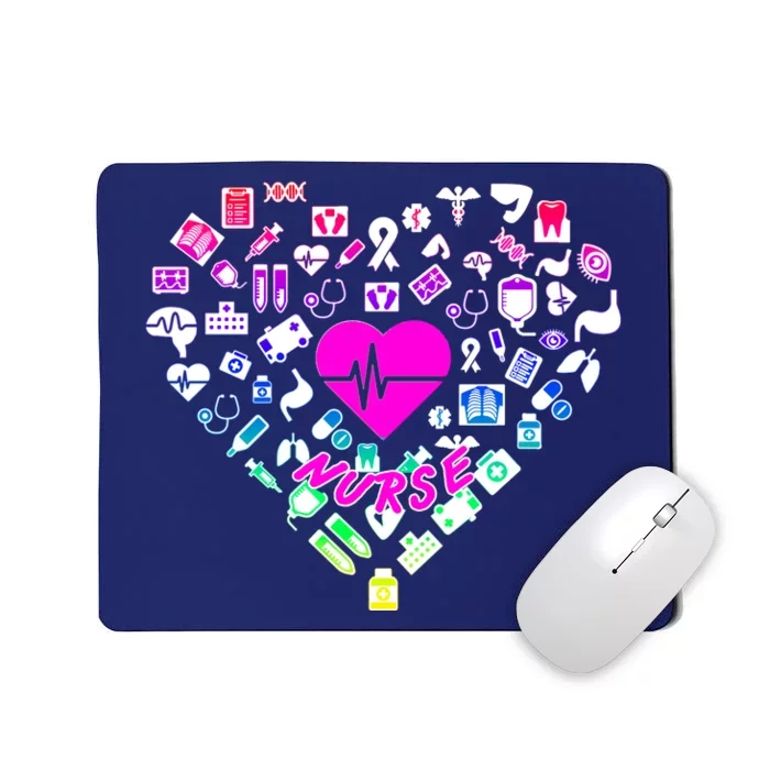 Love Nursing Rainbow Heart Collage Mousepad