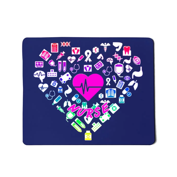 Love Nursing Rainbow Heart Collage Mousepad