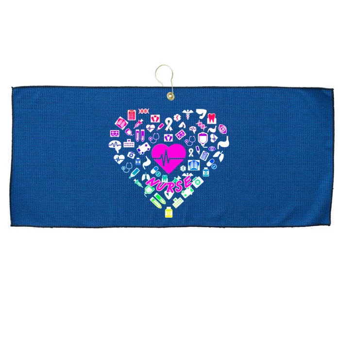 Love Nursing Rainbow Heart Collage Large Microfiber Waffle Golf Towel