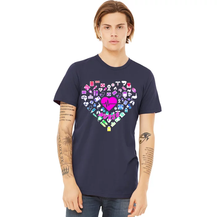 Love Nursing Rainbow Heart Collage Premium T-Shirt