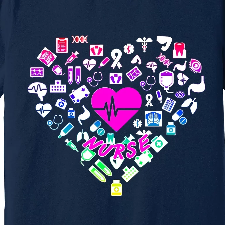 Love Nursing Rainbow Heart Collage Premium T-Shirt