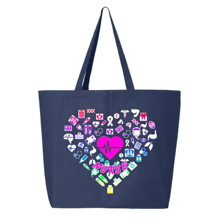 Love Nursing Rainbow Heart Collage 25L Jumbo Tote