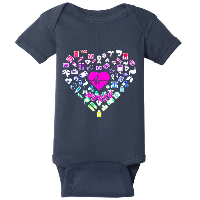 Love Nursing Rainbow Heart Collage Baby Bodysuit