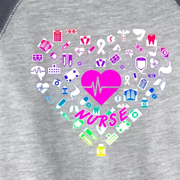 Love Nursing Rainbow Heart Collage Toddler Fine Jersey T-Shirt