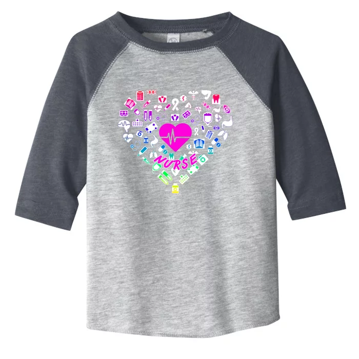 Love Nursing Rainbow Heart Collage Toddler Fine Jersey T-Shirt