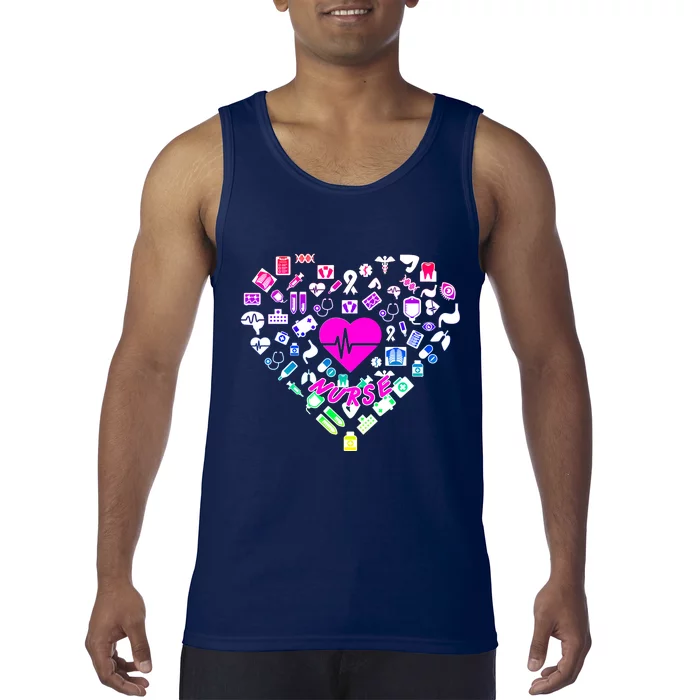 Love Nursing Rainbow Heart Collage Tank Top