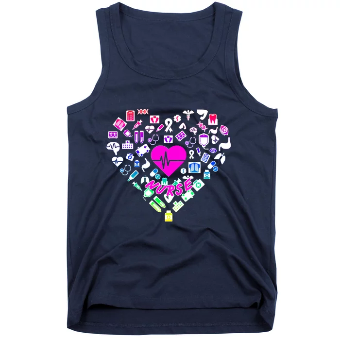 Love Nursing Rainbow Heart Collage Tank Top