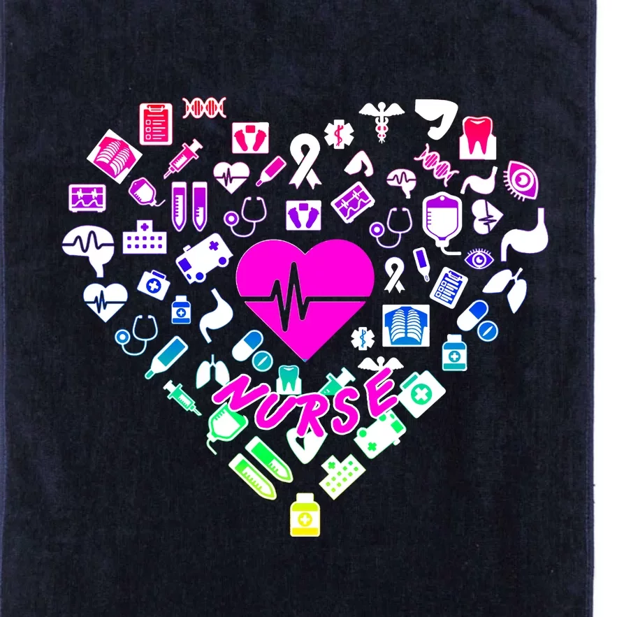 Love Nursing Rainbow Heart Collage Platinum Collection Golf Towel