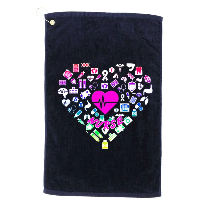 Love Nursing Rainbow Heart Collage Platinum Collection Golf Towel