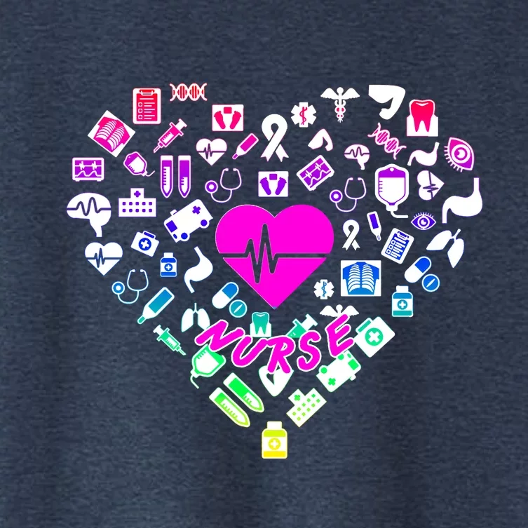 Love Nursing Rainbow Heart Collage Women's Crop Top Tee